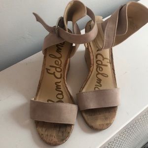 Powder pink wedge heel